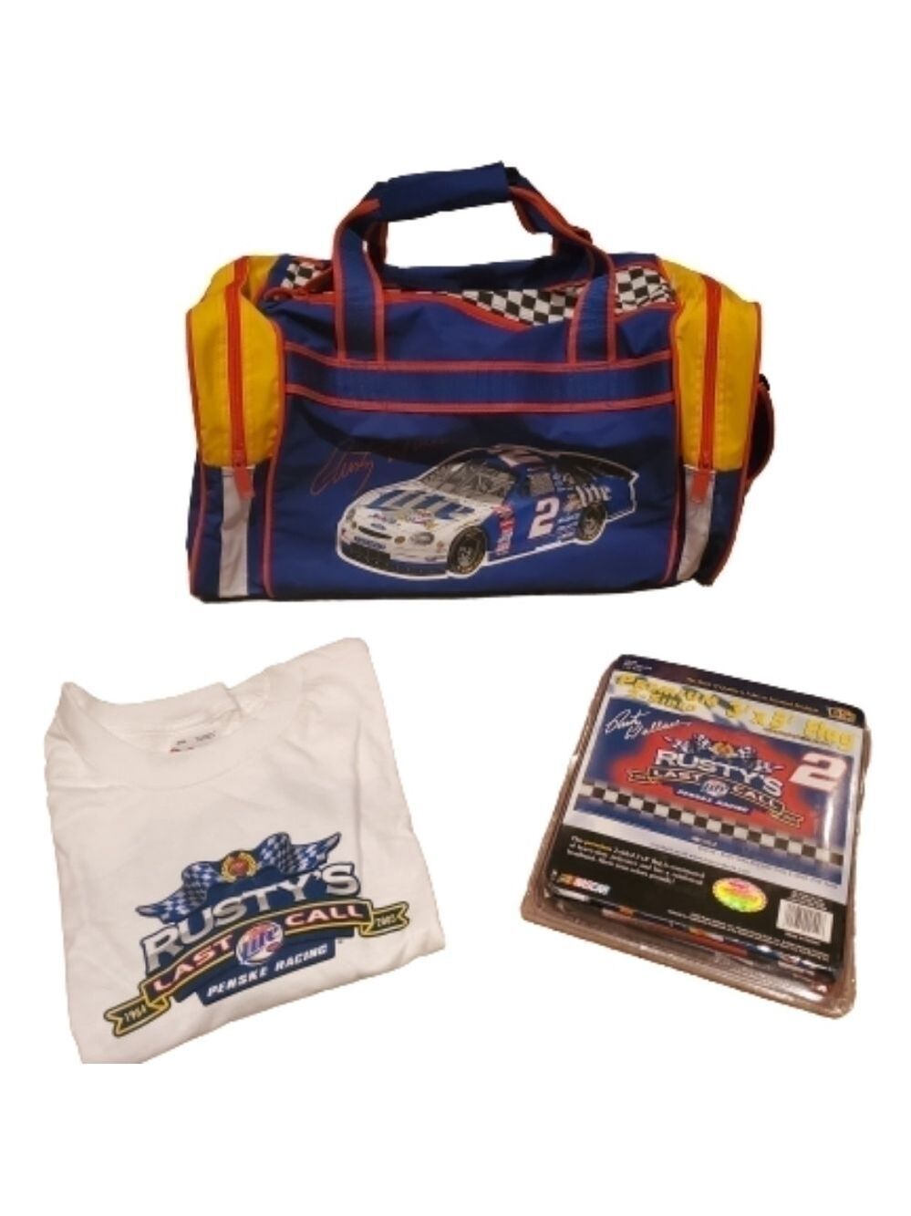 NASCAR Rusty Wallace #2 Last Call Fan Racing Duffle Gym Bag T-Shirt & Flag